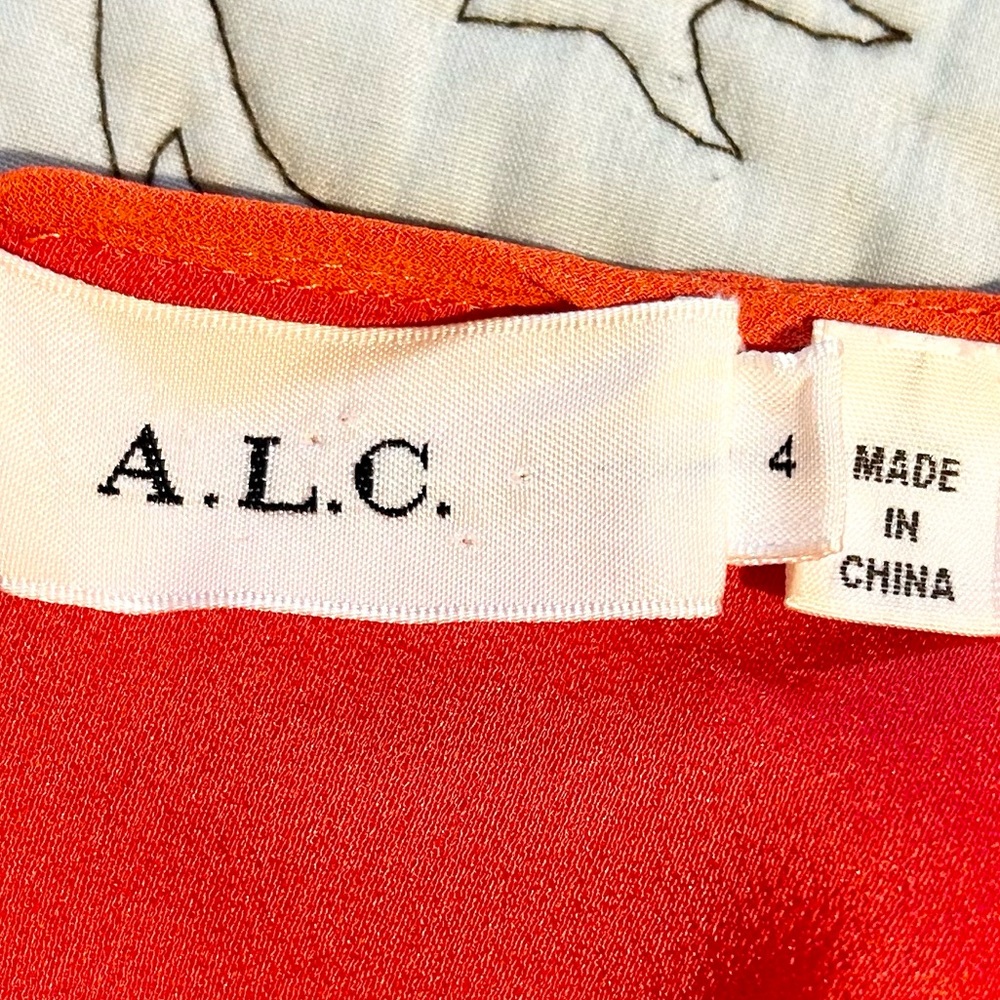 ALC High Side Slit  Sleeveless Midi  Sheath Dress in Vibrant Orange  Sz 4 - Picture 10 of 13